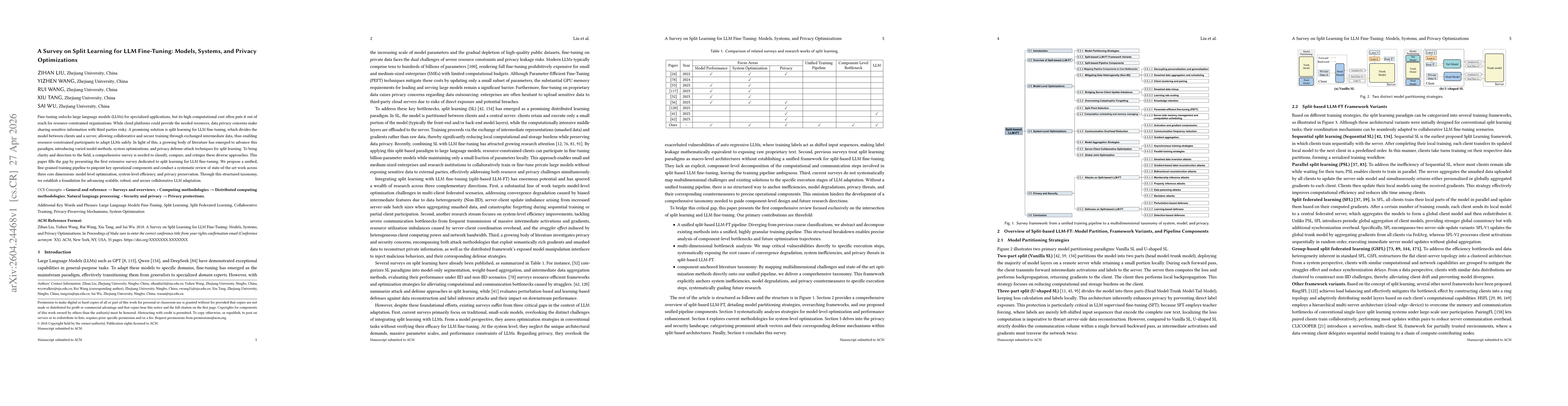 Thumbnail for A Survey on Split Learning for LLM Fine-Tuning: Models, Systems, and Privacy Optimizations