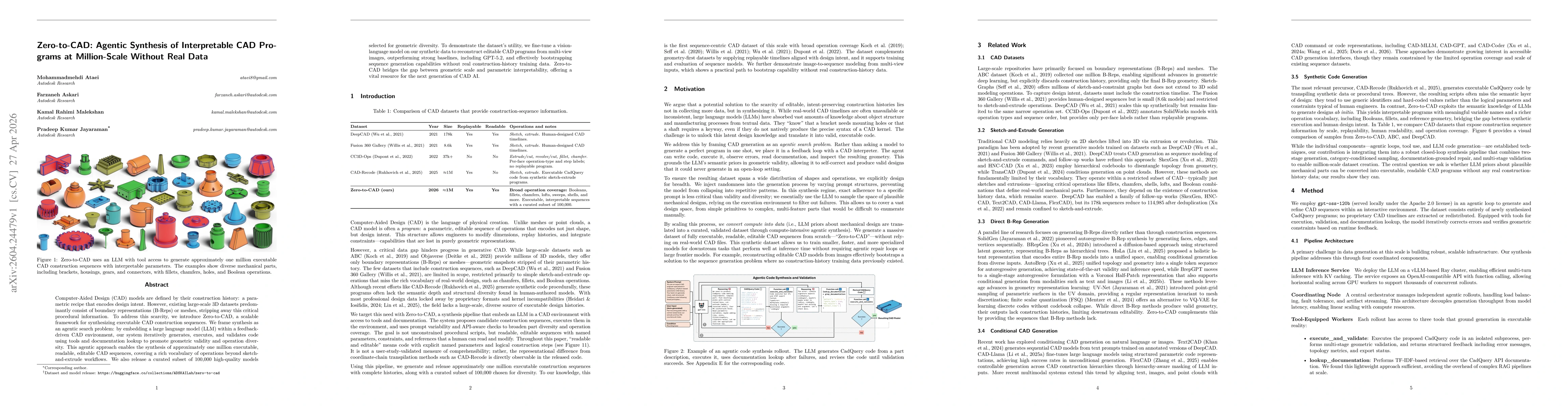 Thumbnail for Zero-to-CAD: Agentic Synthesis of Interpretable CAD Programs at Million-Scale Without Real Data