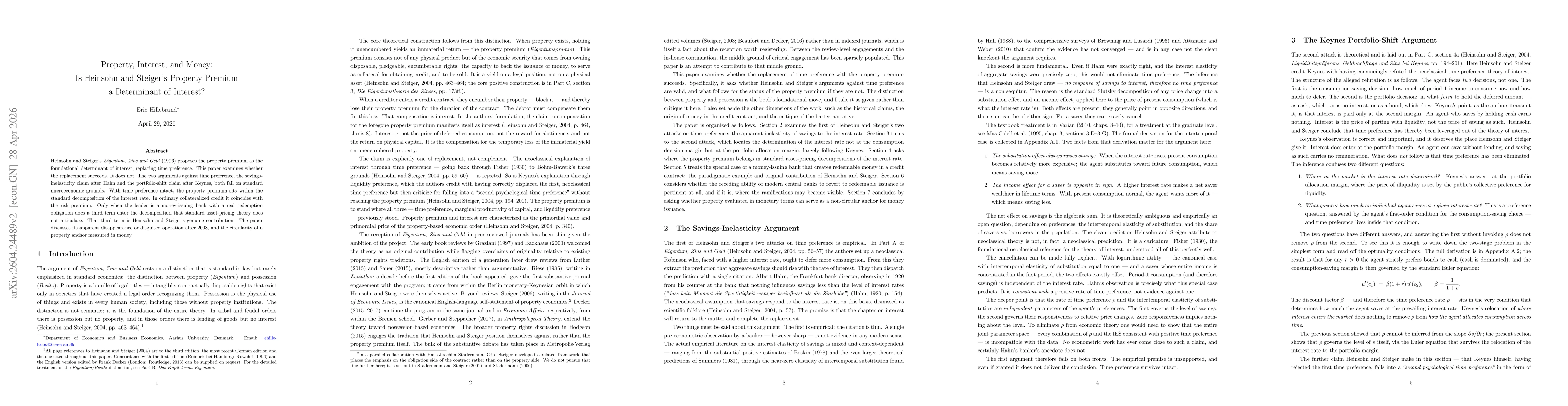 Thumbnail for Property, Interest, and Money: Is Heinsohn and Steiger's Property Premium a Determinant of Interest?