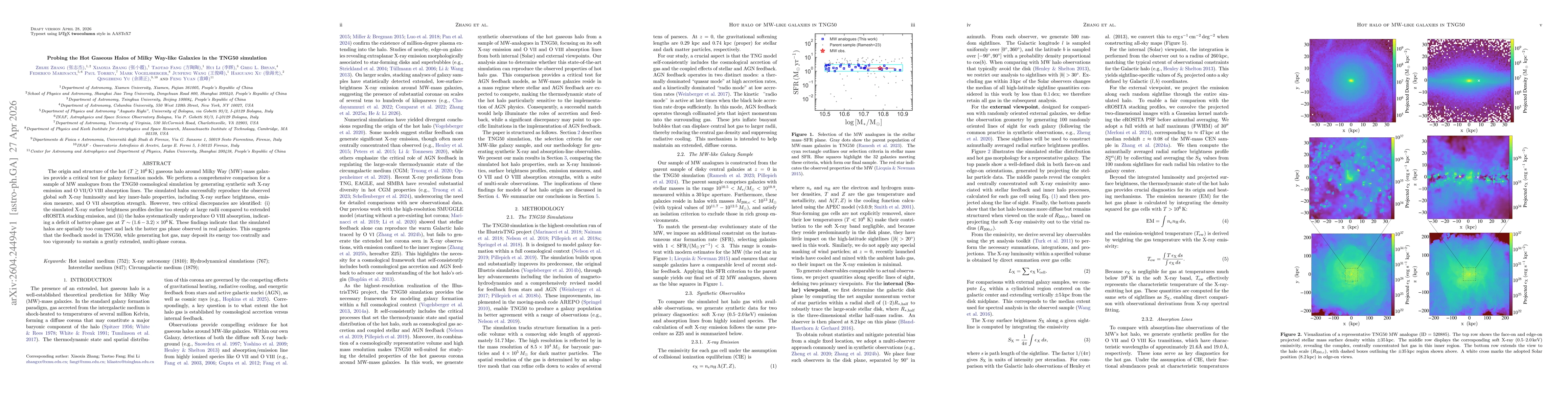 Thumbnail for Probing the Hot Gaseous Halos of Milky Way-like Galaxies in the TNG50 simulation