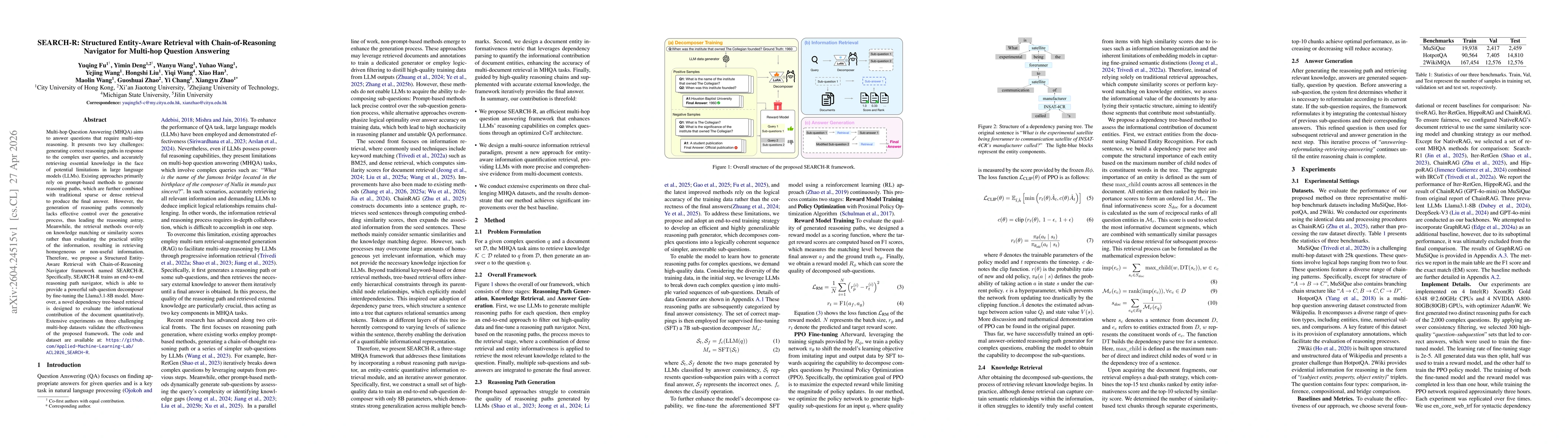 Thumbnail for SEARCH-R: Structured Entity-Aware Retrieval with Chain-of-Reasoning Navigator for Multi-hop Question Answering