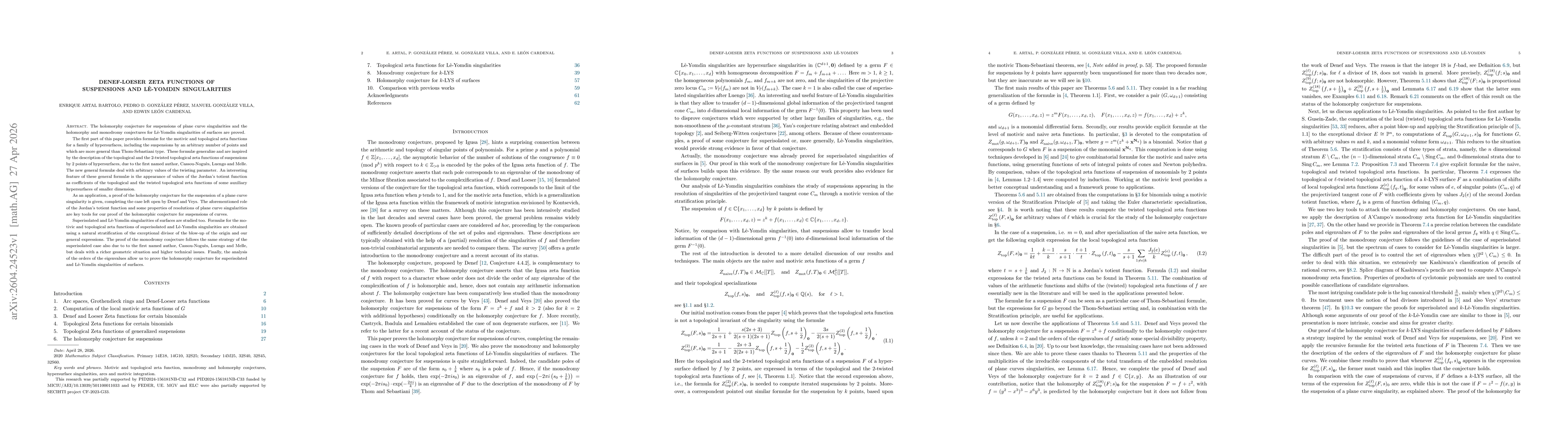 Thumbnail for Denef-Loeser zeta functions of suspensions and Lê-Yomdin singularities