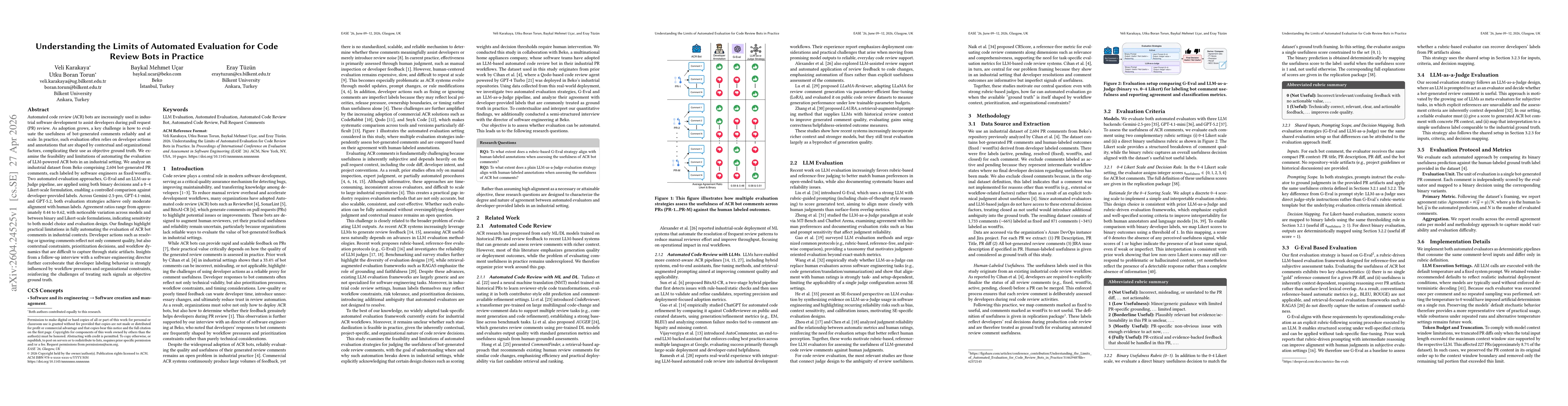 Thumbnail for Understanding the Limits of Automated Evaluation for Code Review Bots in Practice