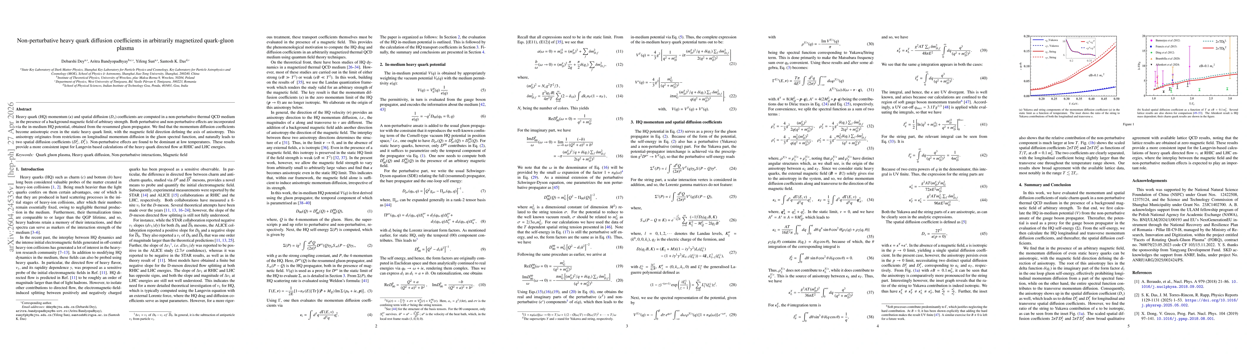 Thumbnail for Non-perturbative heavy quark diffusion coefficients in arbitrarily magnetized quark-gluon plasma