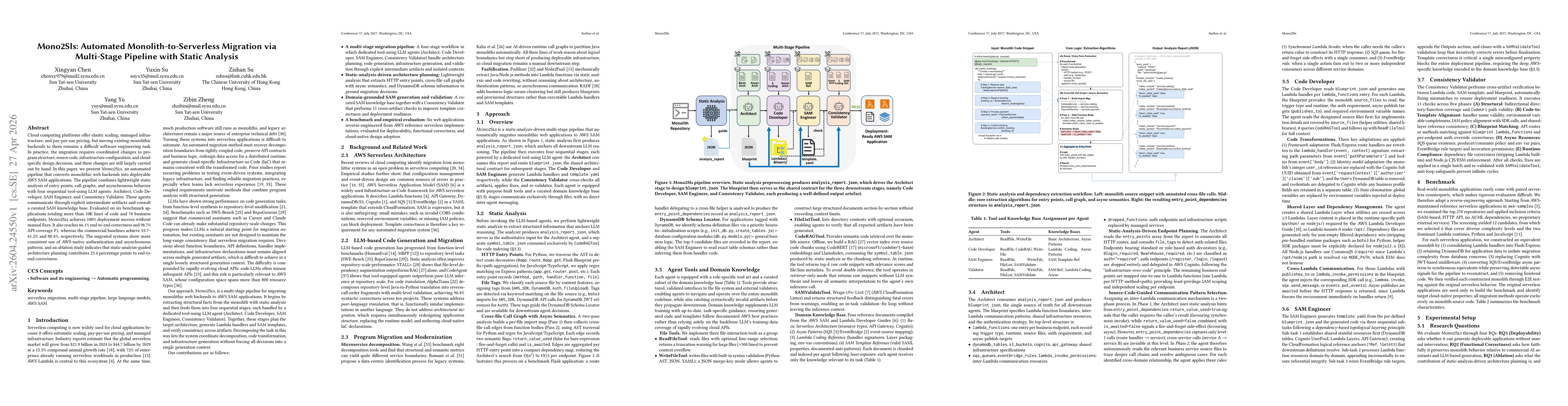 Thumbnail for Mono2Sls: Automated Monolith-to-Serverless Migration via Multi-Stage Pipeline with Static Analysis