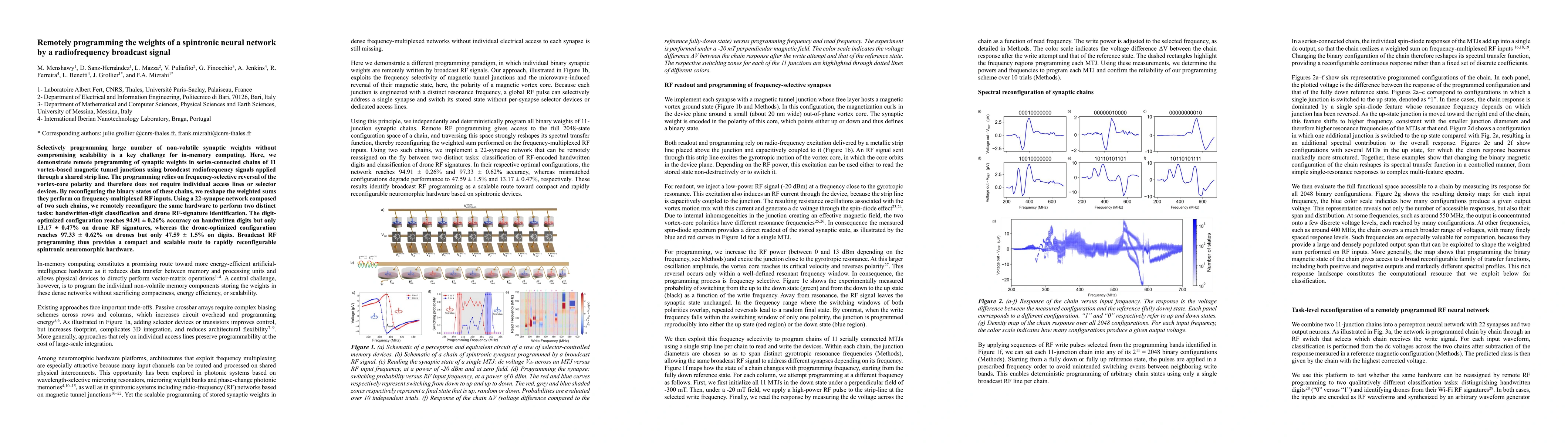 Thumbnail for Remotely programming the weights of a spintronic neural network by a radiofrequency broadcast signal