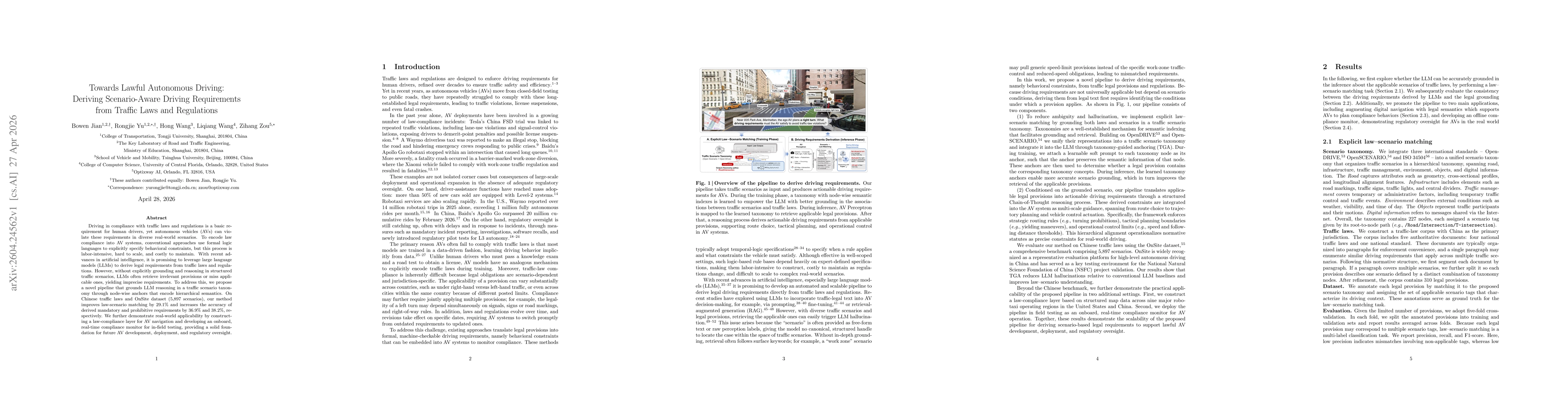 Thumbnail for Towards Lawful Autonomous Driving: Deriving Scenario-Aware Driving Requirements from Traffic Laws and Regulations