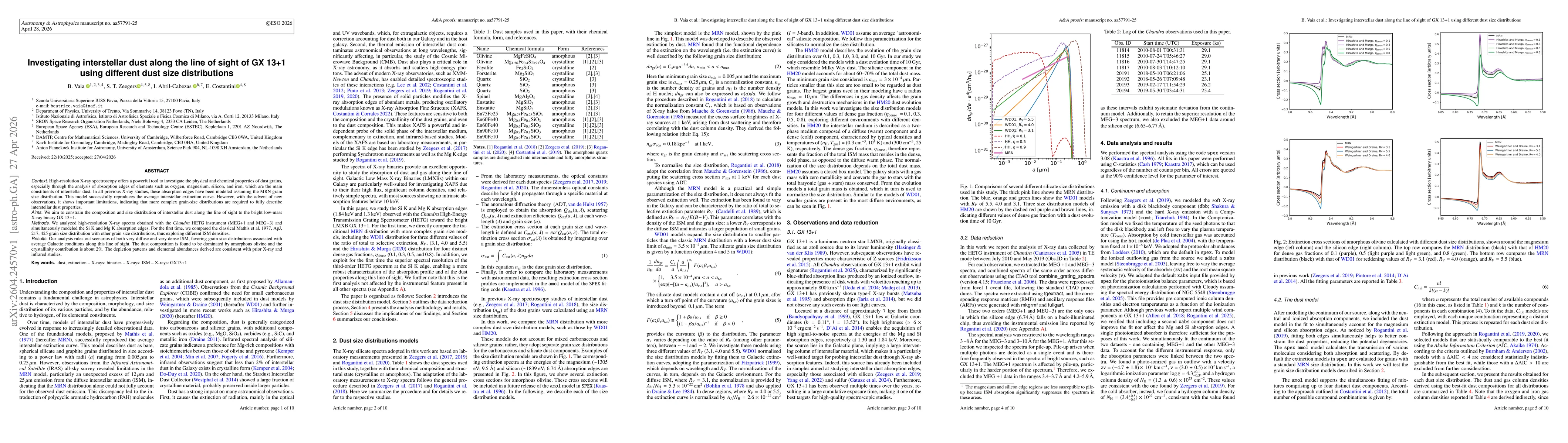 Thumbnail for Investigating interstellar dust along the line of sight of GX 13+1 using different dust size distributions