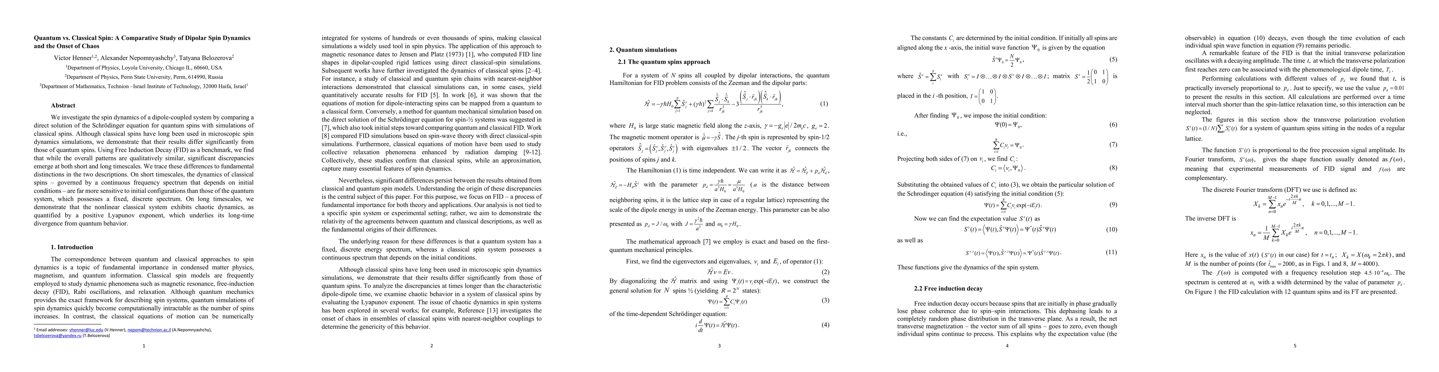 Thumbnail for Quantum vs. Classical Spin: A Comparative Study of Dipolar Spin Dynamics and the Onset of Chaos