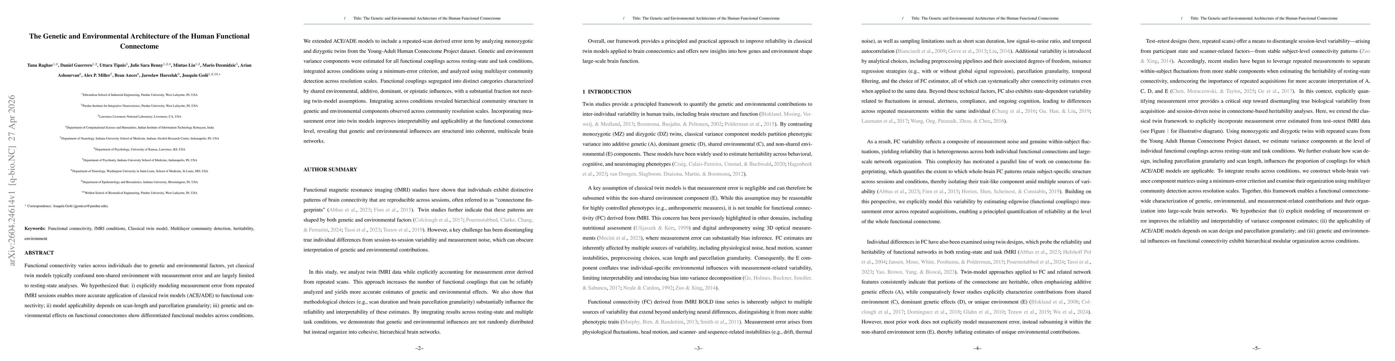 Thumbnail for The Genetic and Environmental Architecture of the Human Functional Connectome