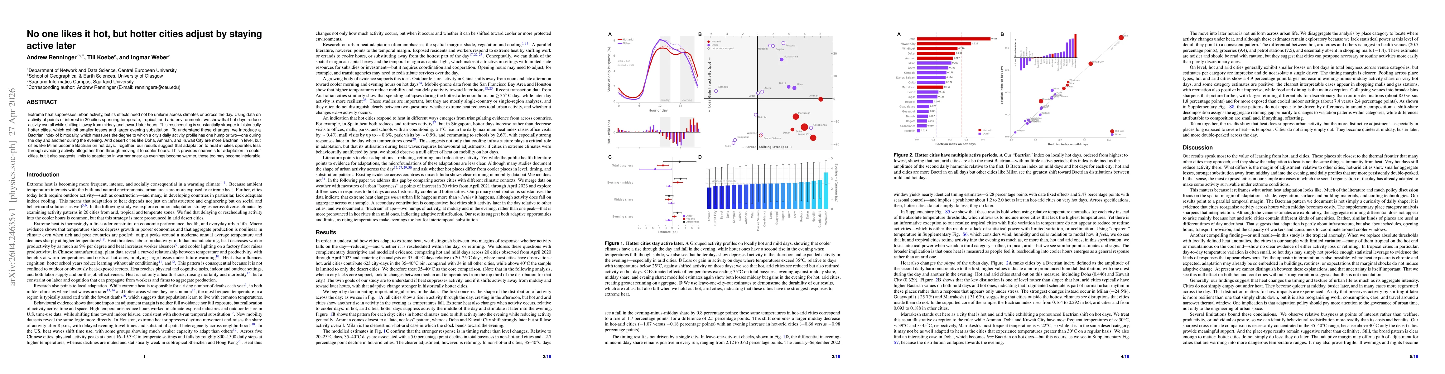 Thumbnail for No one likes it hot, but hotter cities adjust by staying active later