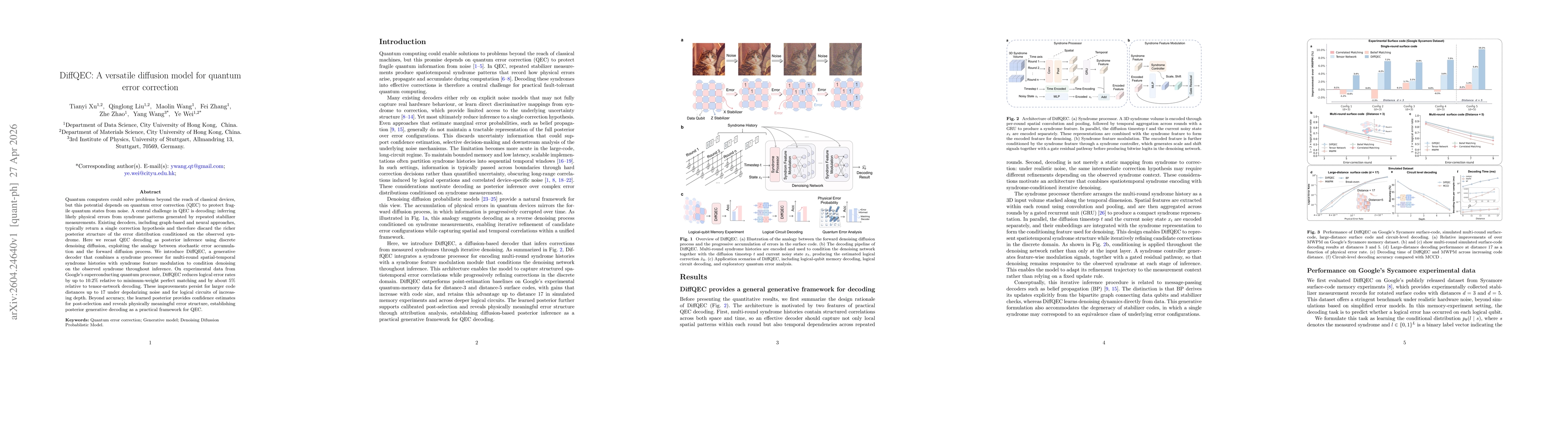 Thumbnail for DiffQEC: A versatile diffusion model for quantum error correction