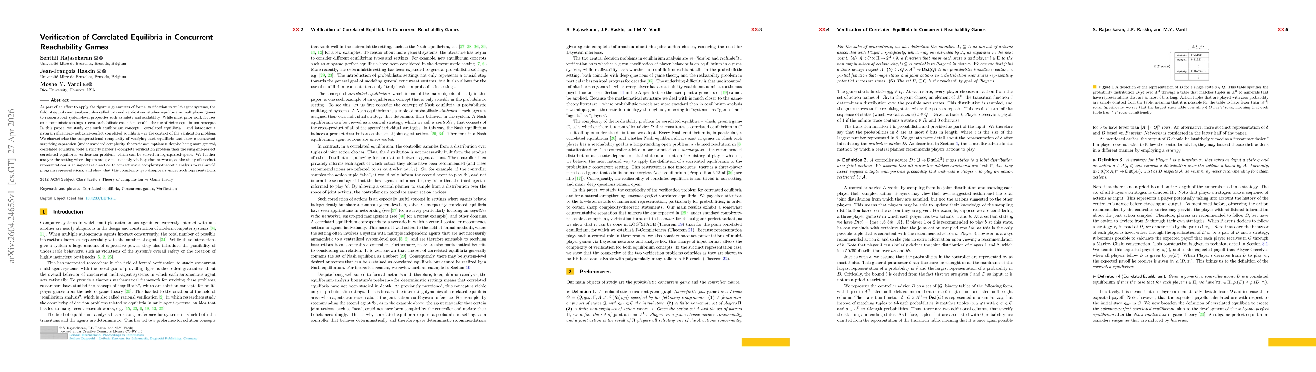 Thumbnail for Verification of Correlated Equilibria in Concurrent Reachability Games