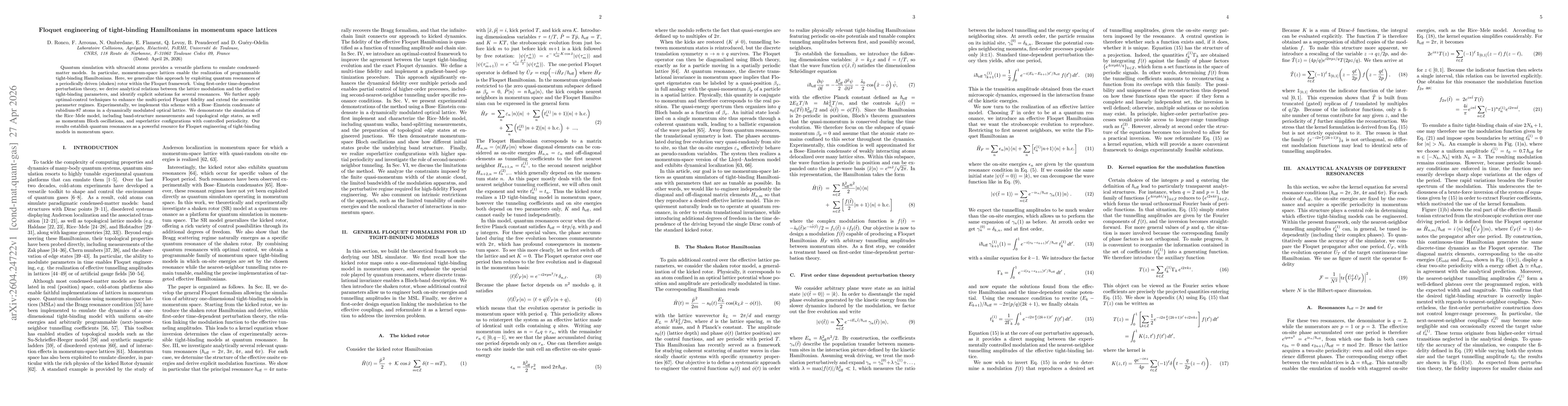 Thumbnail for Floquet engineering of tight-binding Hamiltonians in momentum space lattices
