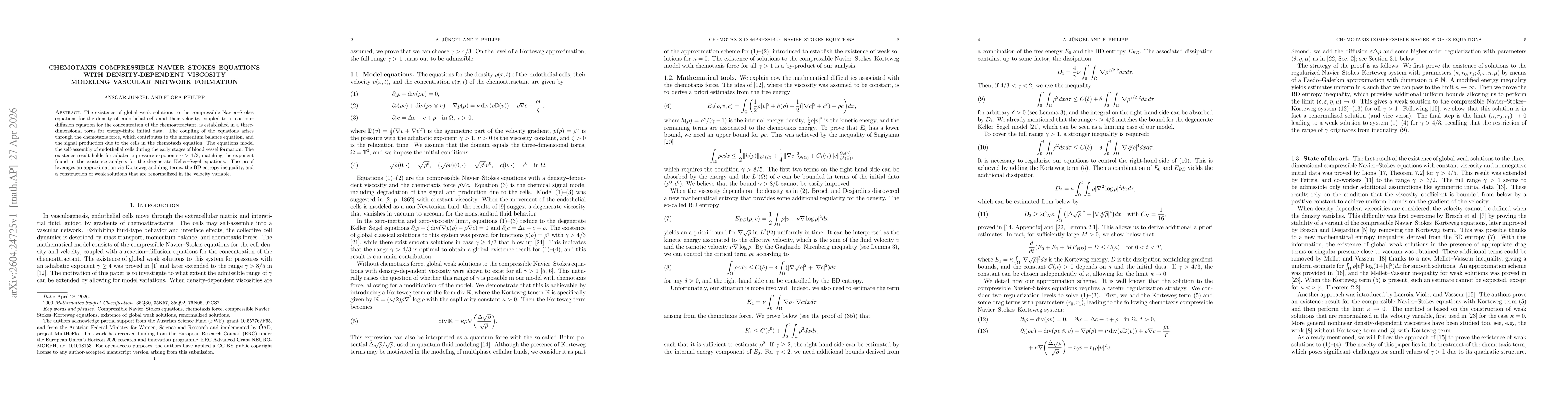 Thumbnail for Chemotaxis compressible Navier-Stokes equations with density-dependent viscosity modeling vascular network formation