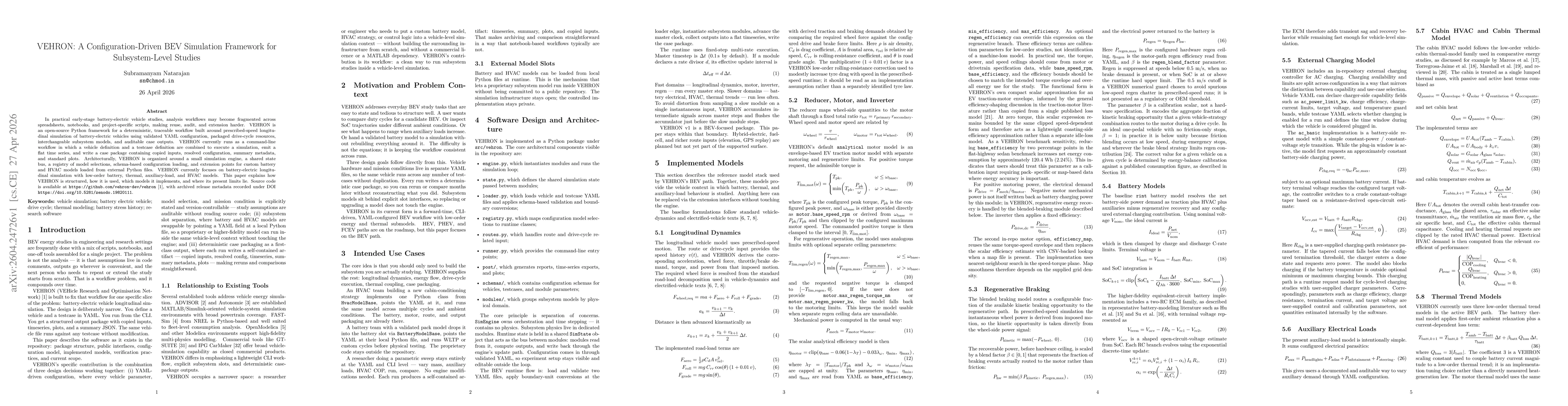 Thumbnail for VEHRON: A Configuration-Driven BEV Simulation Framework for Subsystem-Level Studies