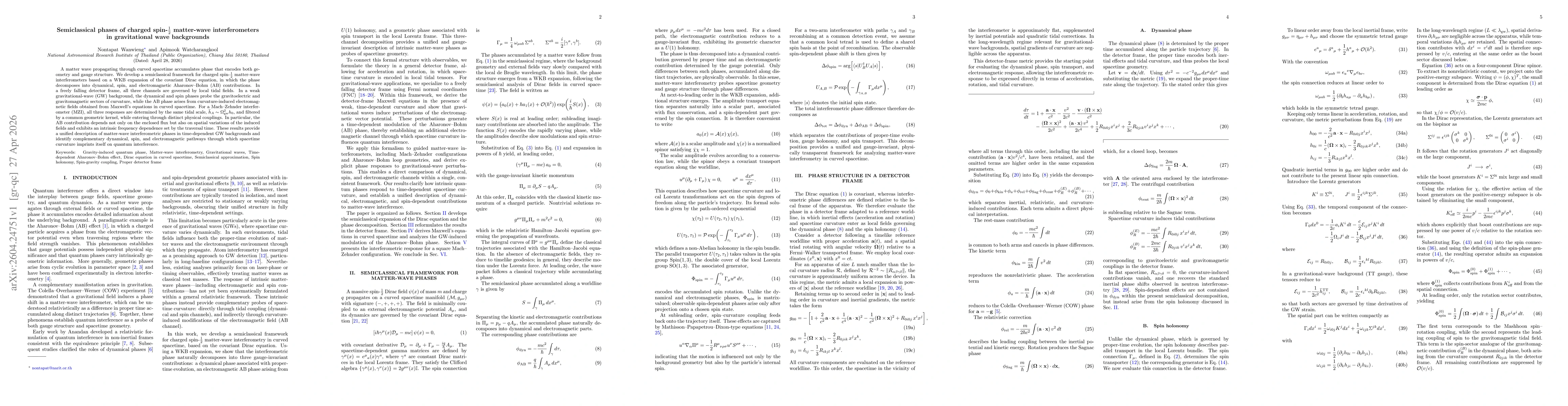 Thumbnail for Semiclassical phases of charged spin-$1/2$ matter-wave interferometers in gravitational wave backgrounds