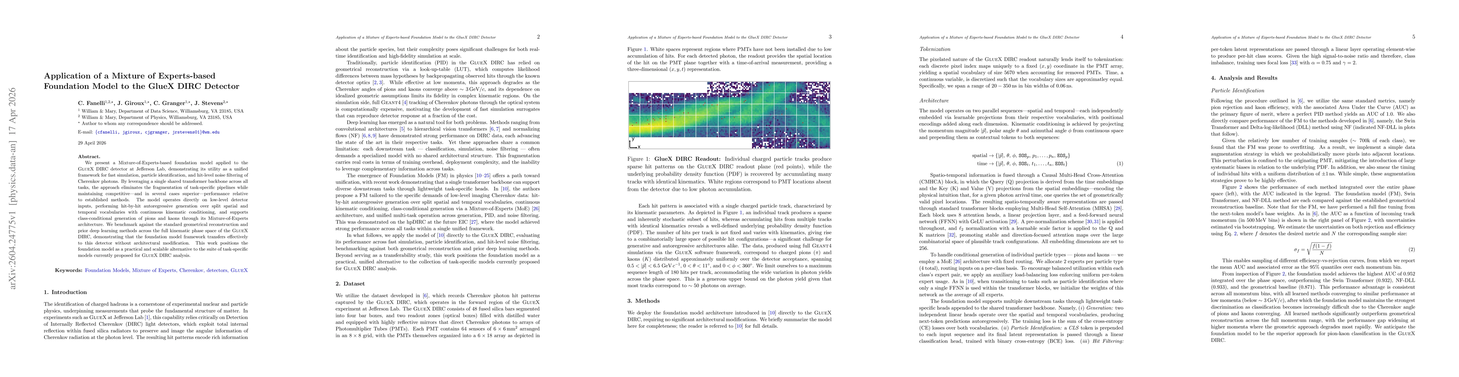 Thumbnail for Application of a Mixture of Experts-based Foundation Model to the GlueX DIRC Detector