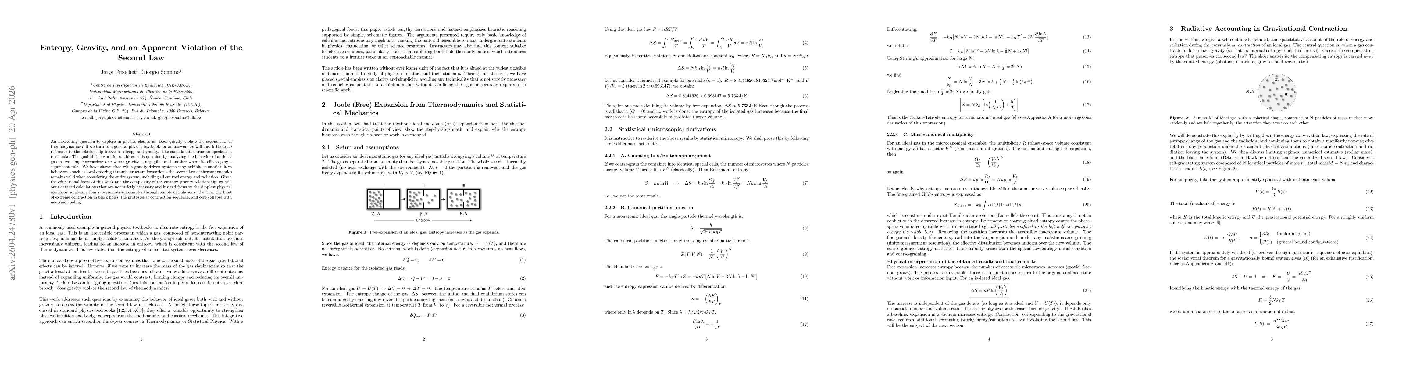 Thumbnail for Entropy, Gravity, and an Apparent Violation of the Second Law
