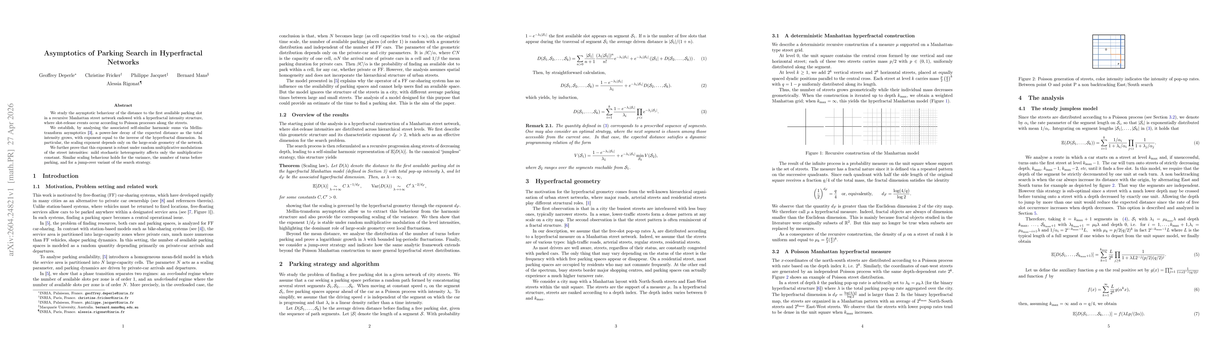 Thumbnail for Asymptotics of Parking Search in Hyperfractal Networks