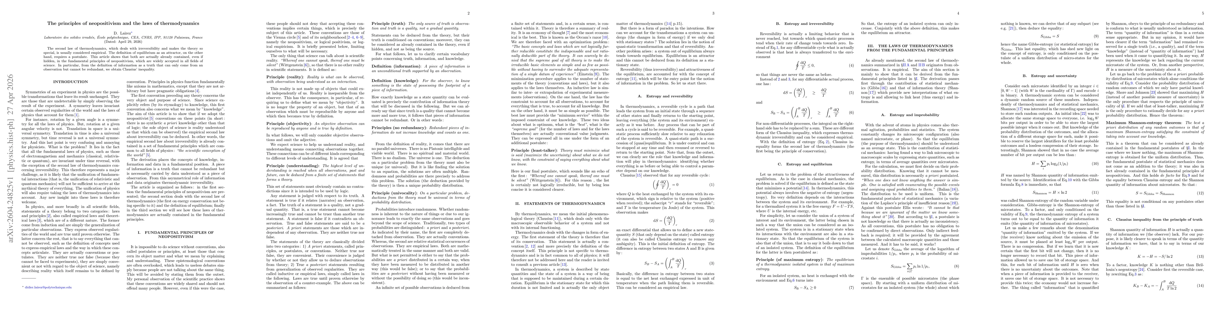 Thumbnail for The principles of neopositivism and the laws of thermodynamics