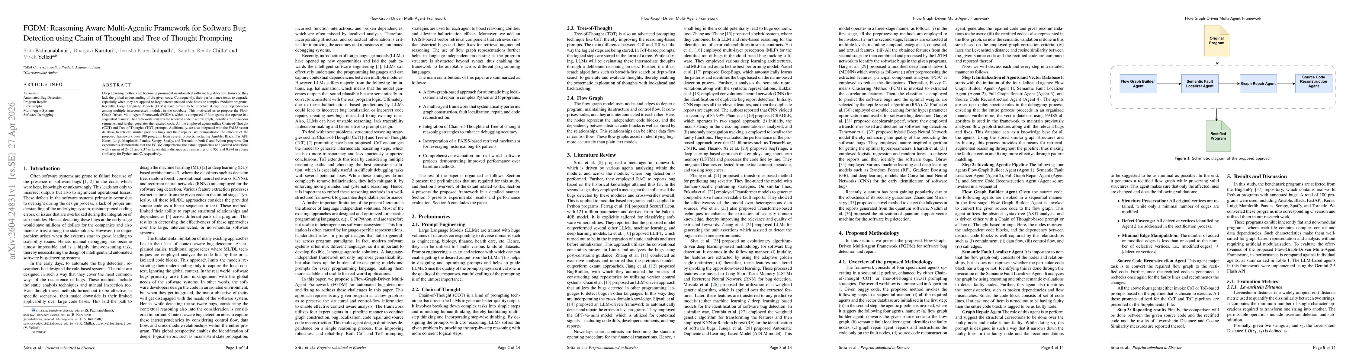 Thumbnail for FGDM: Reasoning Aware Multi-Agentic Framework for Software Bug Detection using Chain of Thought and Tree of Thought Prompting