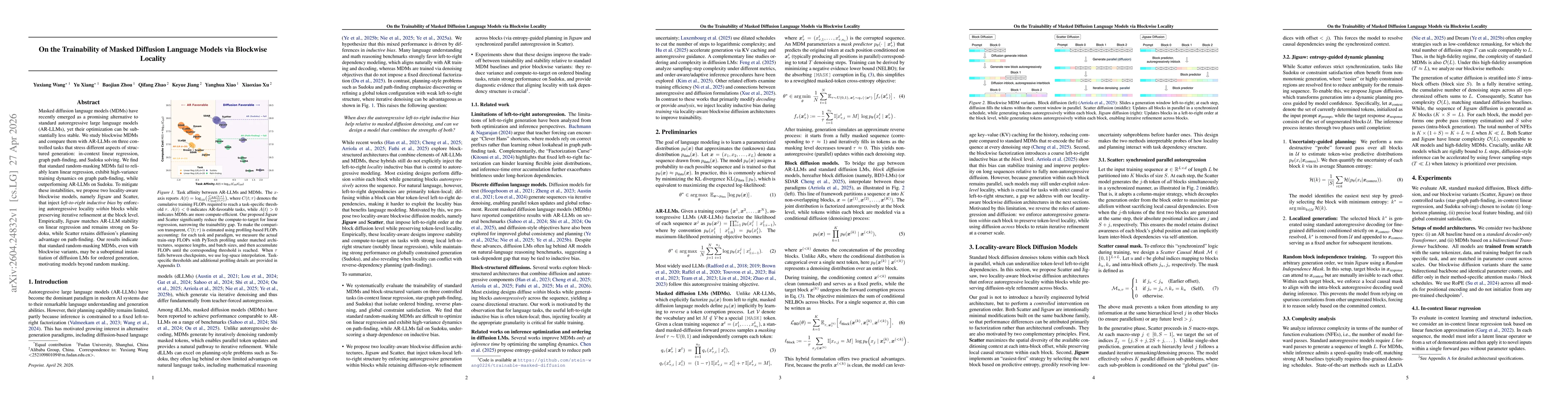 Thumbnail for On the Trainability of Masked Diffusion Language Models via Blockwise Locality