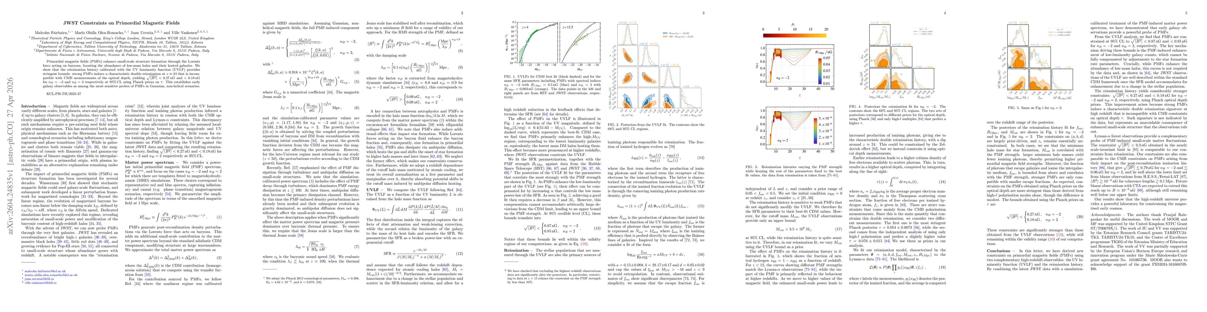 Thumbnail for JWST Constraints on Primordial Magnetic Fields