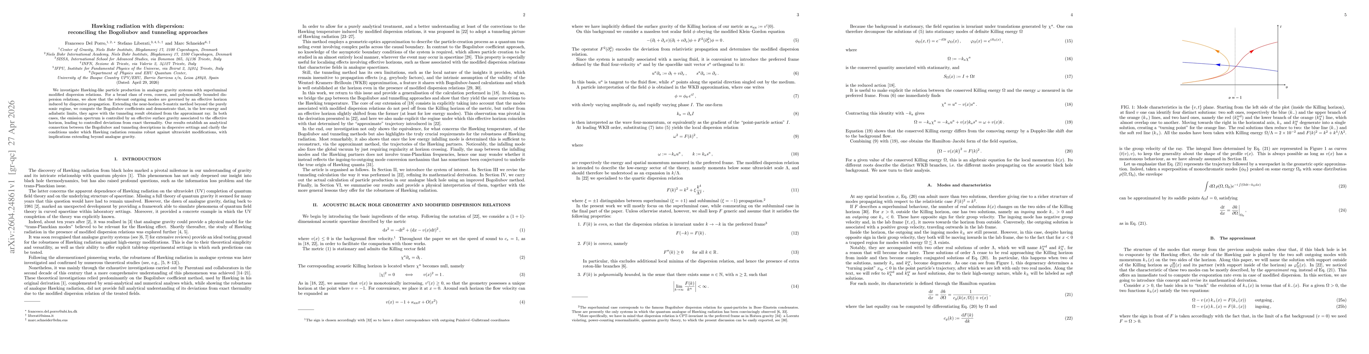 Thumbnail for Hawking radiation with dispersion: reconciling the Bogoliubov and tunneling approaches