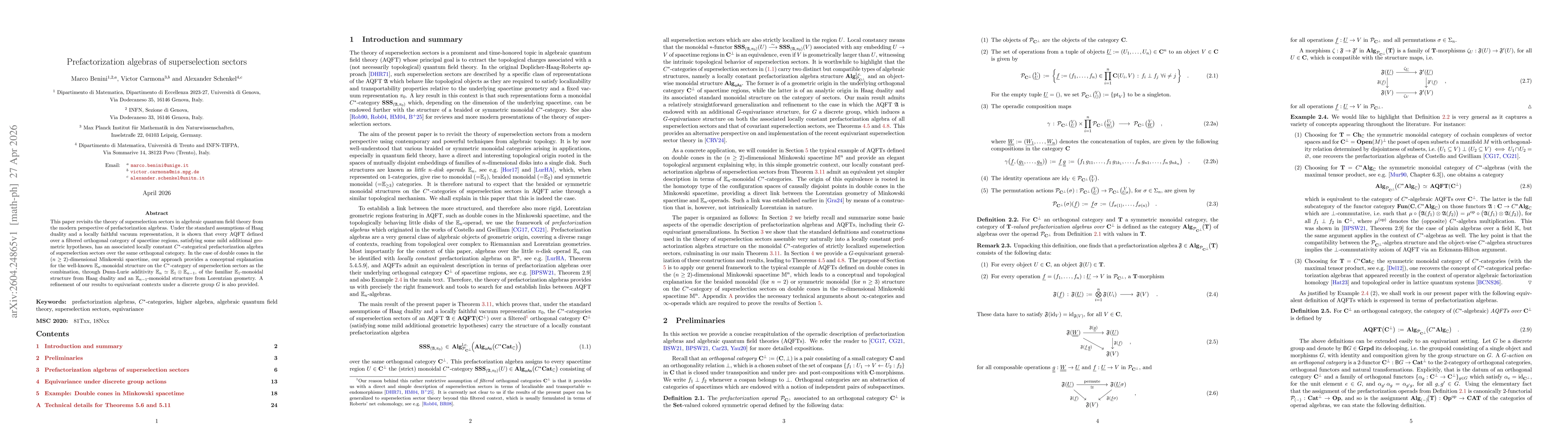Thumbnail for Prefactorization algebras of superselection sectors