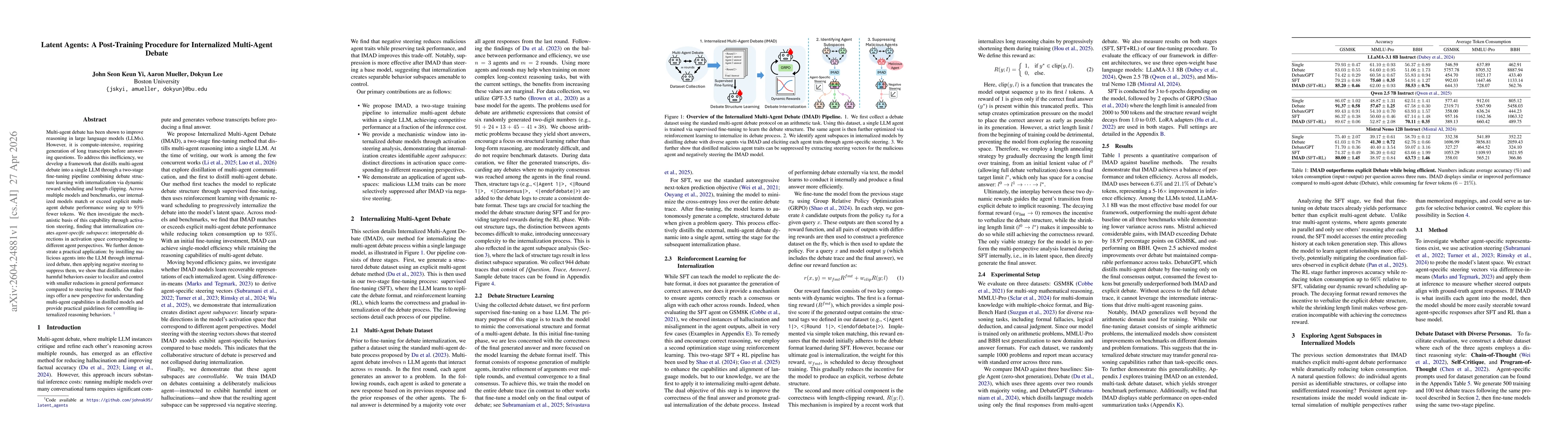 Thumbnail for Latent Agents: A Post-Training Procedure for Internalized Multi-Agent Debate