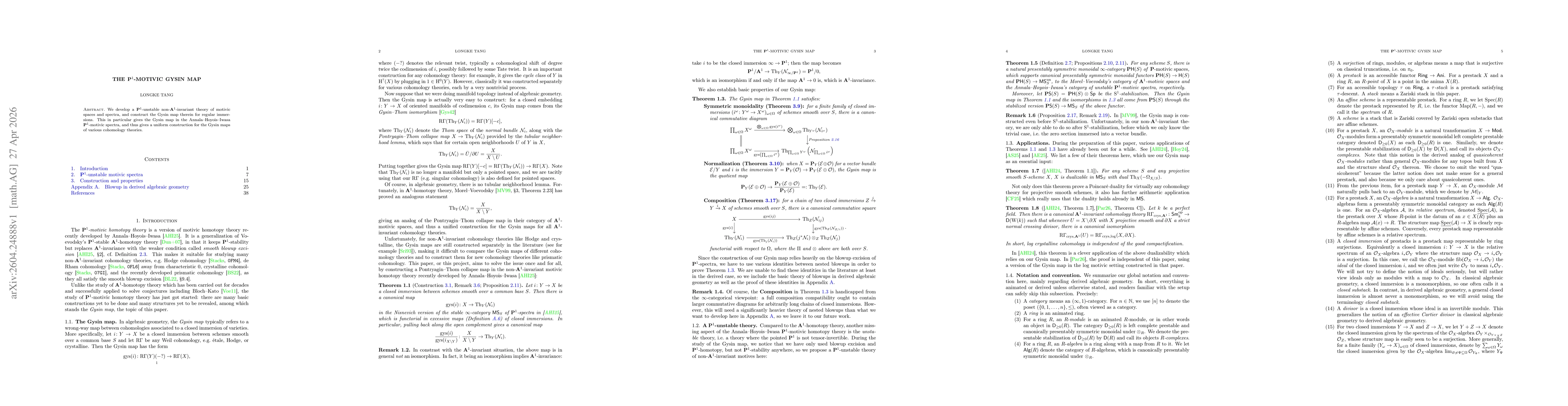 Thumbnail for The $\mathbf{P}^1$-motivic Gysin map
