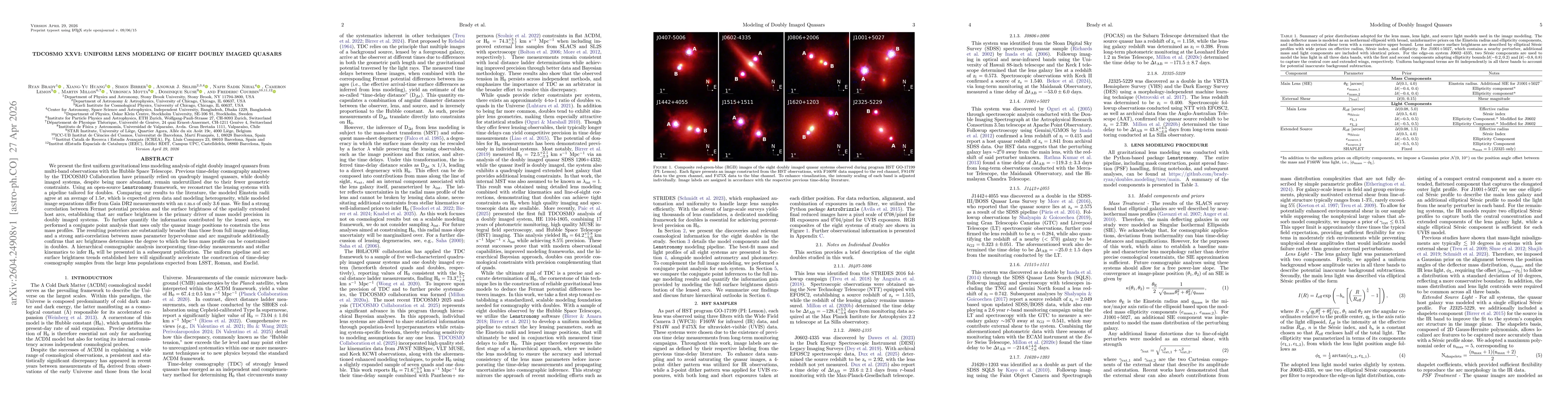Thumbnail for TDCOSMO XXVI: Uniform lens modeling of eight doubly imaged quasars