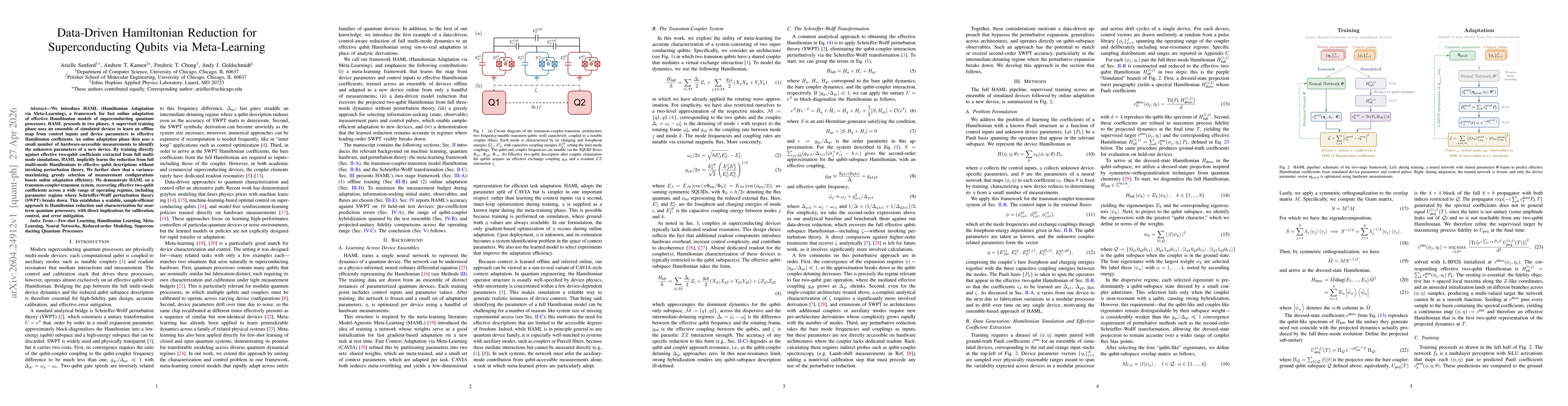 Thumbnail for Data-Driven Hamiltonian Reduction for Superconducting Qubits via Meta-Learning