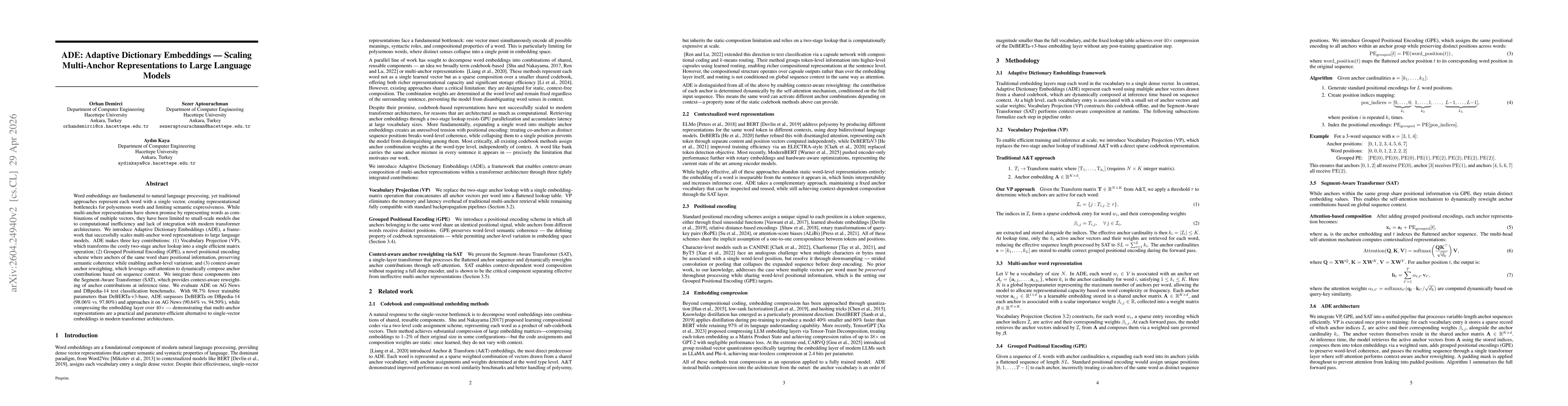 Thumbnail for ADE: Adaptive Dictionary Embeddings -- Scaling Multi-Anchor Representations to Large Language Models