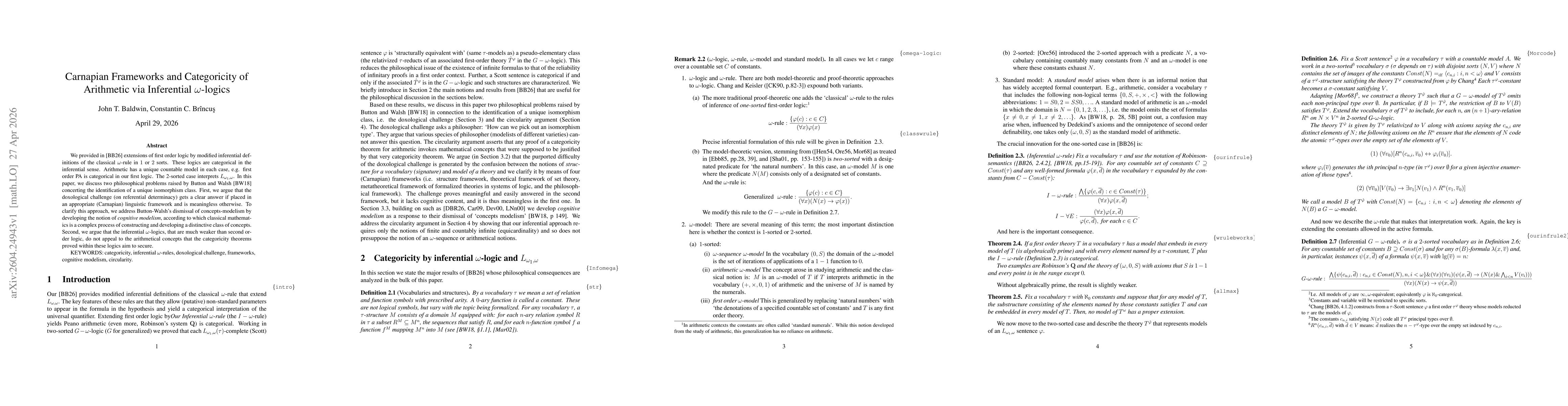 Thumbnail for Carnapian Frameworks and Categoricity of Arithmetic via Inferential $ω$-logics