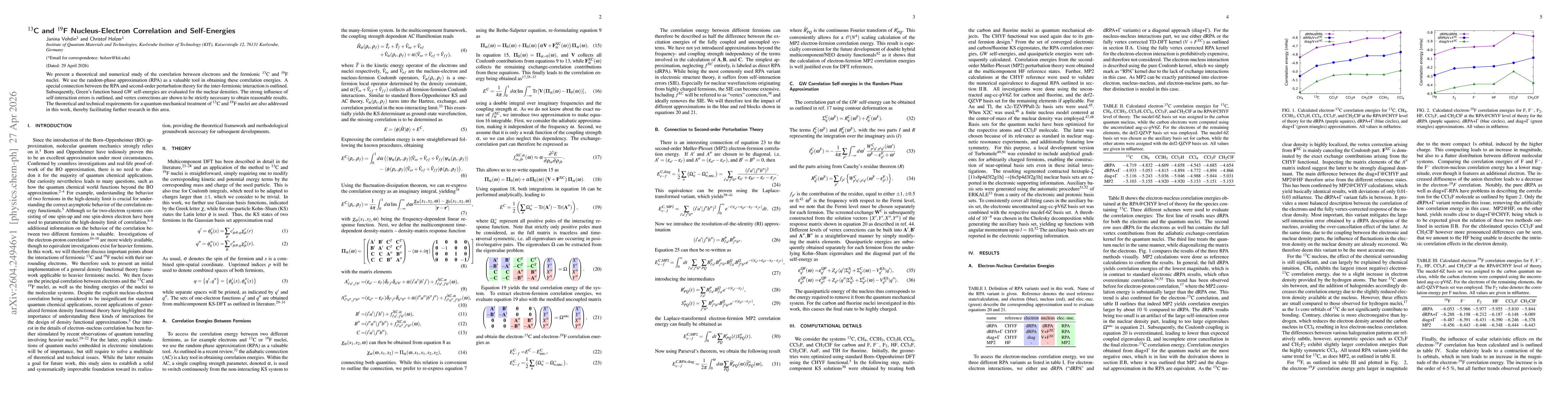 Thumbnail for $^{13}$C and $^{19}$F Nucleus-Electron Correlation and Self-Energies