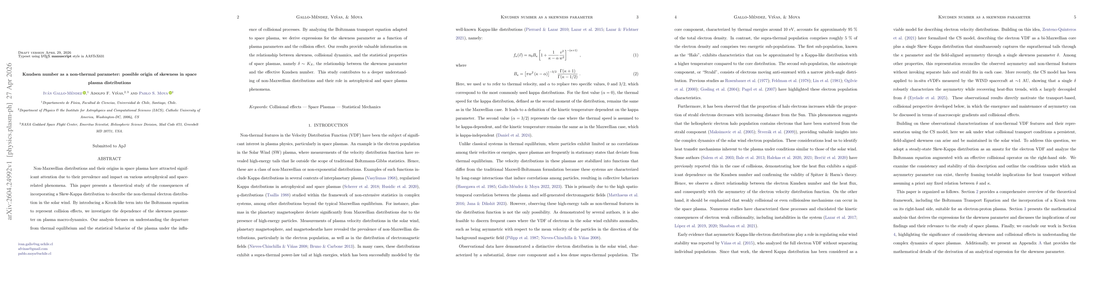 Thumbnail for Knudsen number as a non-thermal parameter: possible origin of skewness in space plasma distributions