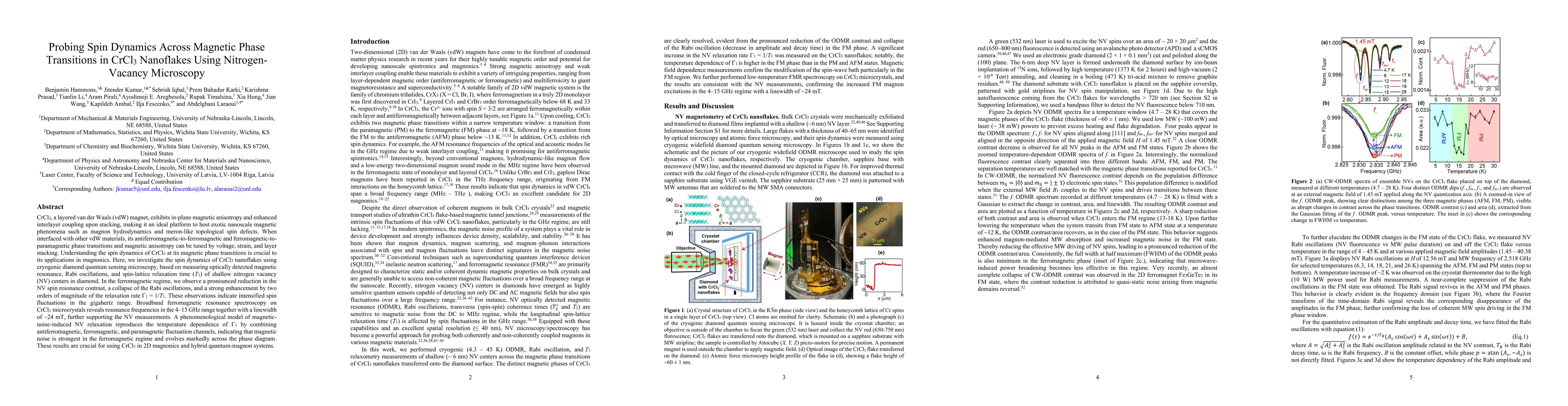 Thumbnail for Probing Spin Dynamics Across Magnetic Phase Transitions in CrCl3 Nanoflakes Using Nitrogen-Vacancy Microscopy