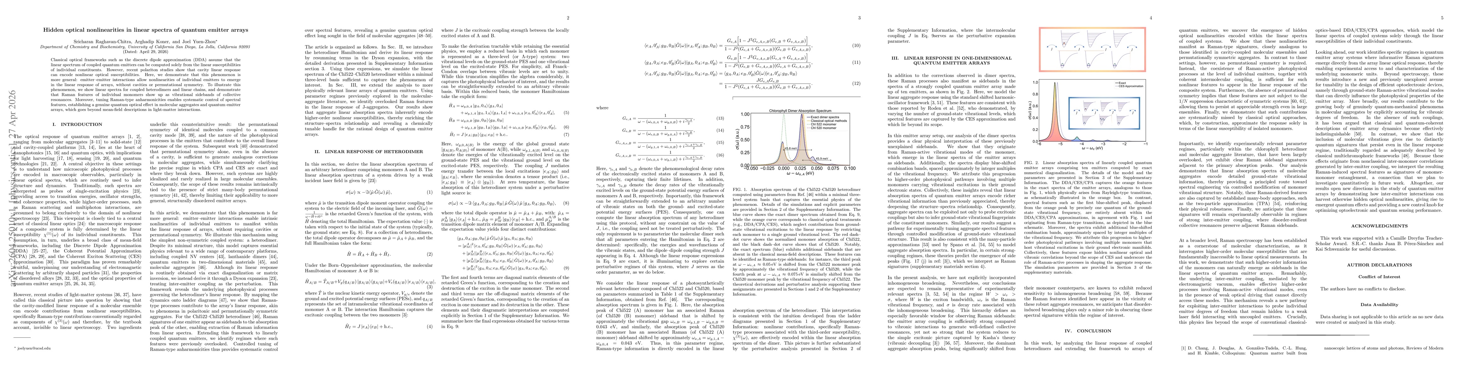 Thumbnail for Hidden optical nonlinearities in linear spectra of quantum emitter arrays