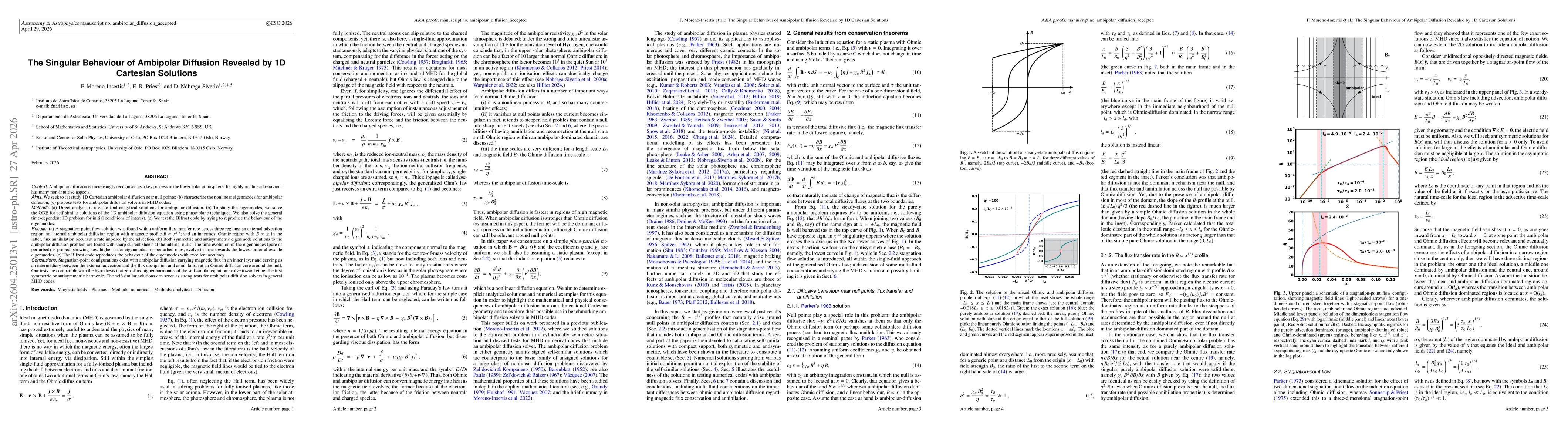 Thumbnail for The Singular Behaviour of Ambipolar Diffusion Revealed by 1D Cartesian Solutions