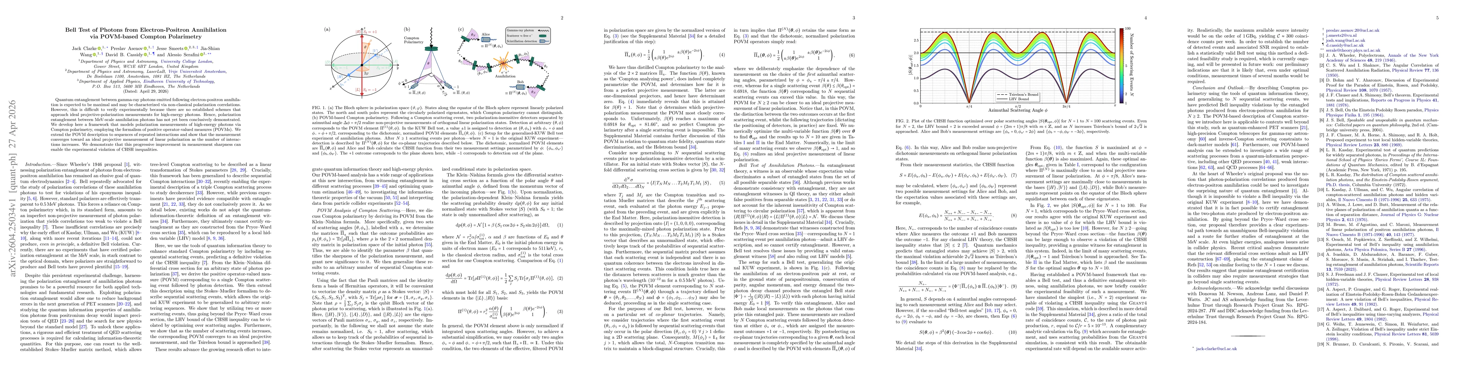 Thumbnail for Bell Test of Photons from Electron-Positron Annihilation via POVM-based Compton Polarimetry