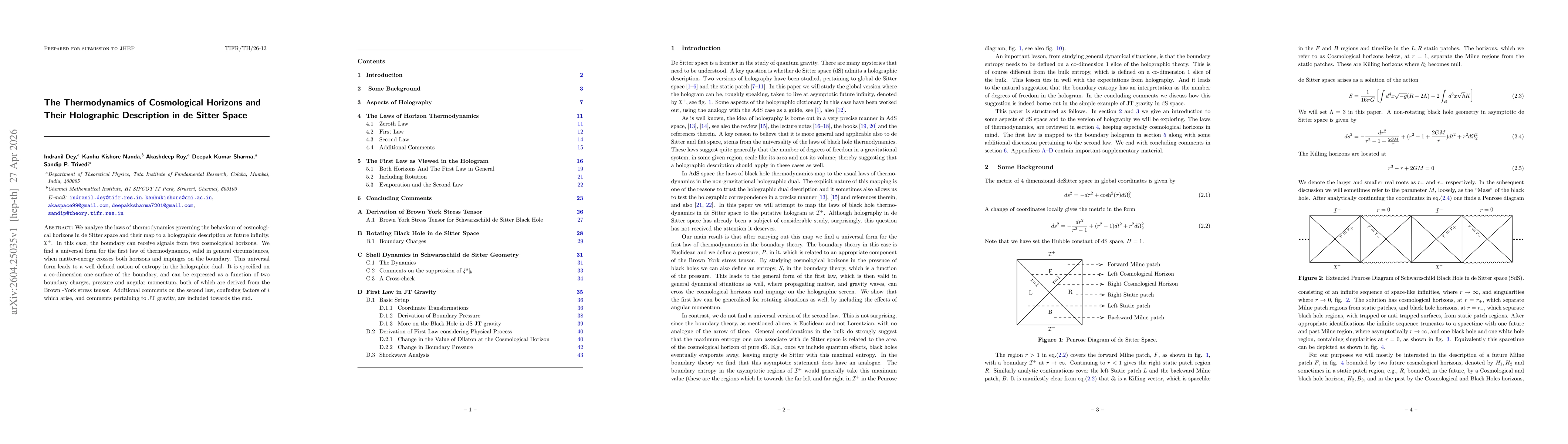 Thumbnail for The Thermodynamics of Cosmological Horizons and Their Holographic Description in de Sitter Space