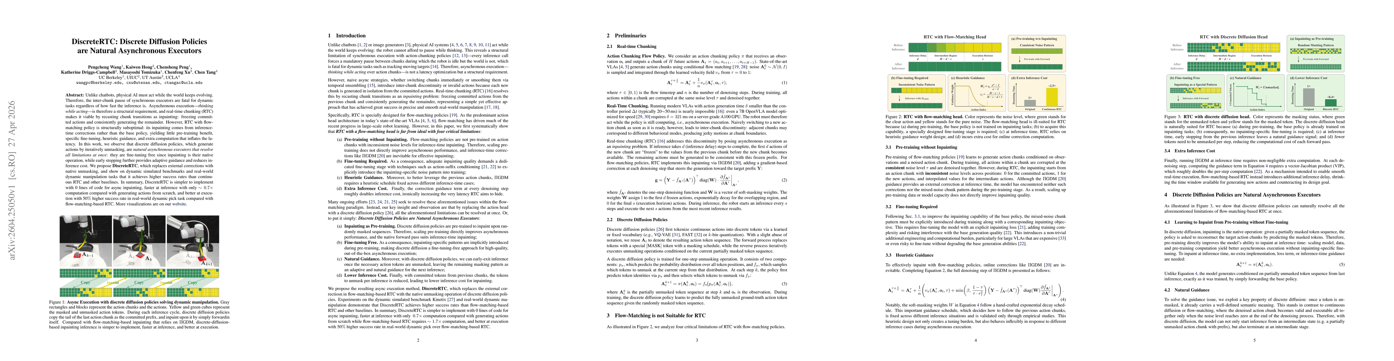 Thumbnail for DiscreteRTC: Discrete Diffusion Policies are Natural Asynchronous Executors
