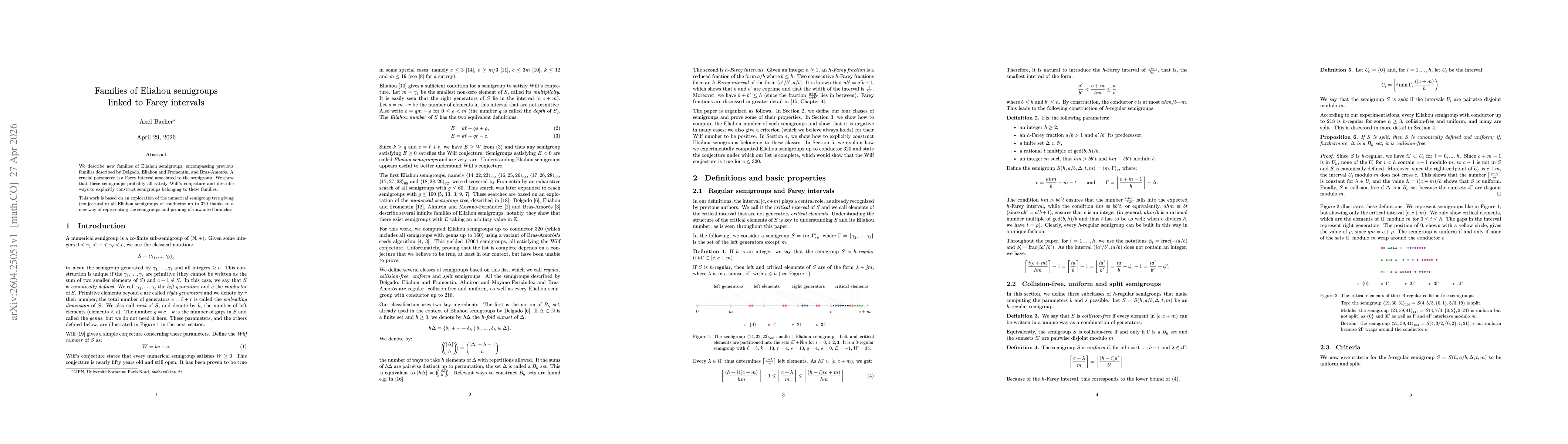 Thumbnail for Families of Eliahou semigroups linked to Farey intervals