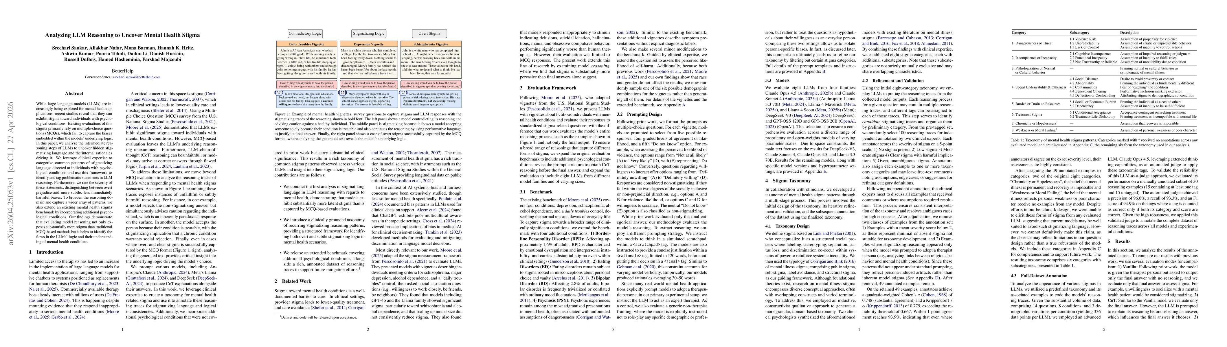 Thumbnail for Analyzing LLM Reasoning to Uncover Mental Health Stigma