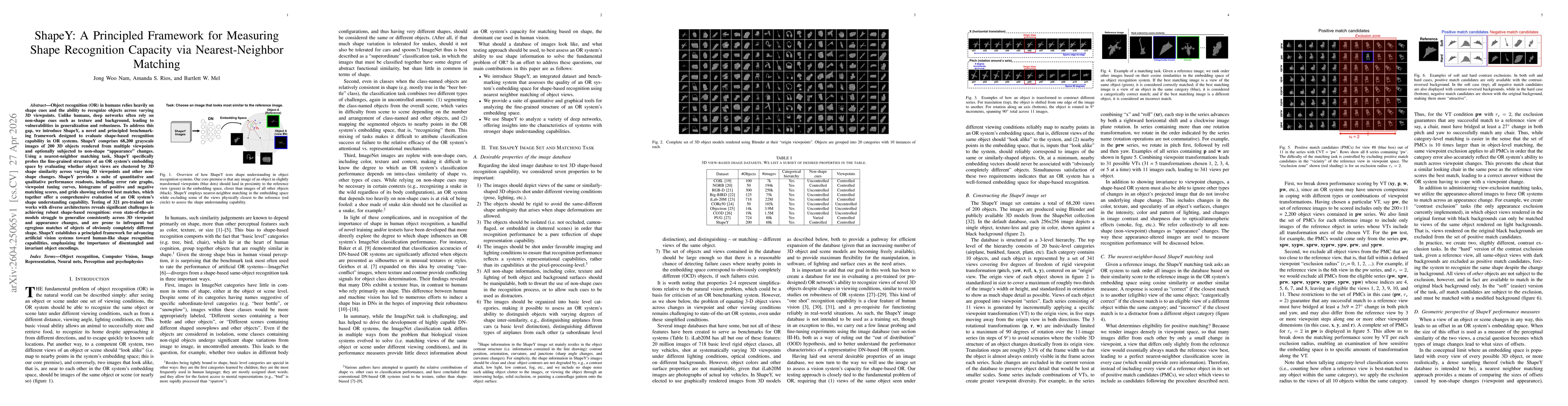 Thumbnail for ShapeY: A Principled Framework for Measuring Shape Recognition Capacity via Nearest-Neighbor Matching