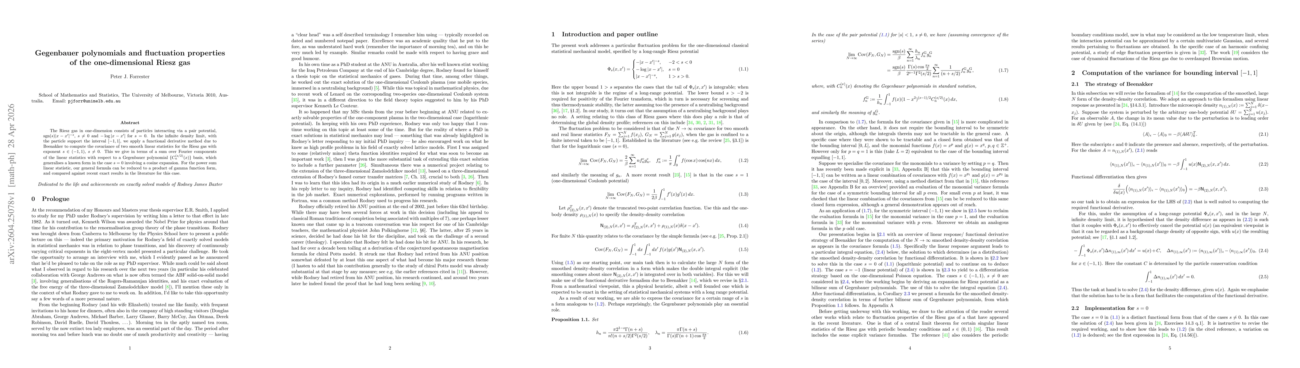 Thumbnail for Gegenbauer polynomials and fluctuation properties of the one-dimensional Riesz gas