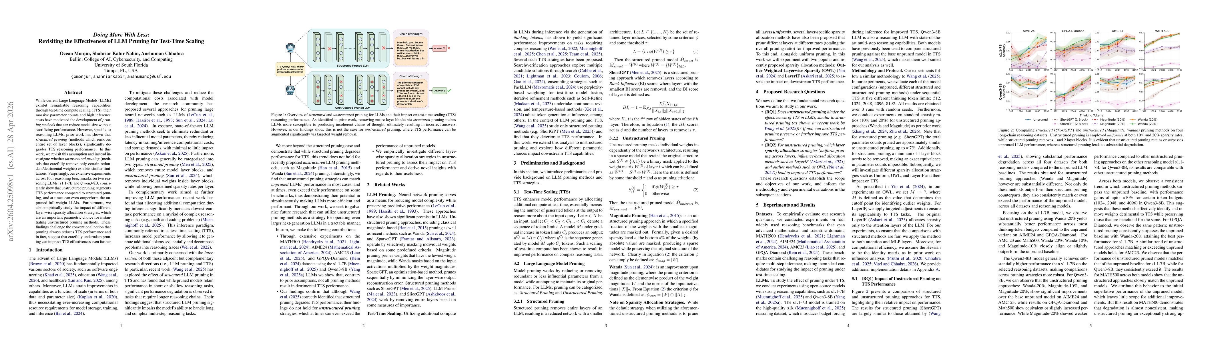 Thumbnail for Doing More With Less: Revisiting the Effectiveness of LLM Pruning for Test-Time Scaling