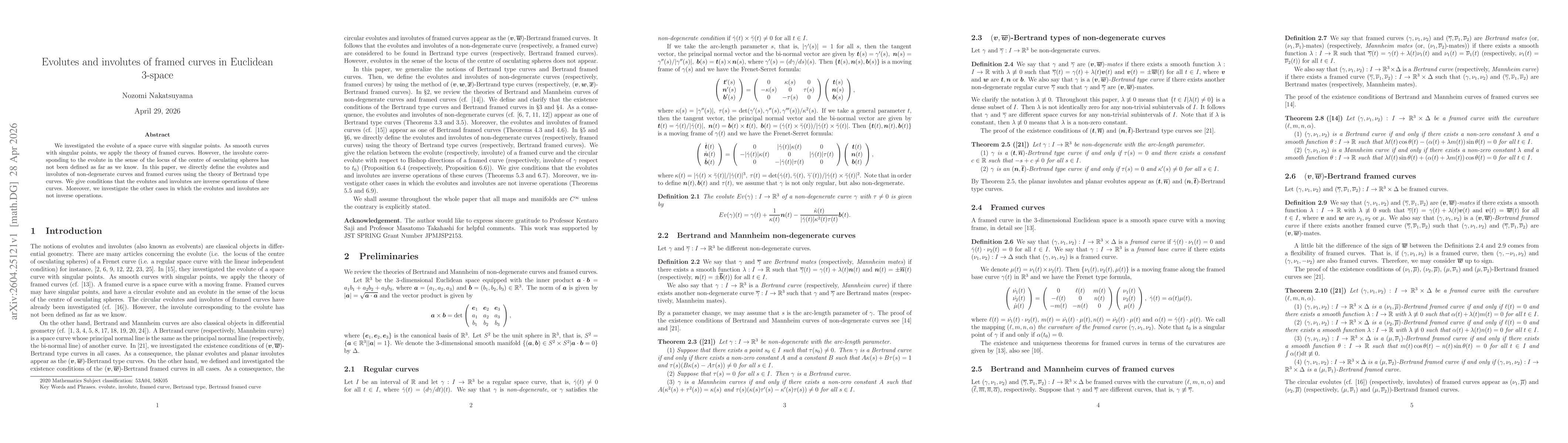 Thumbnail for Evolutes and involutes of framed curves in Euclidean 3-space